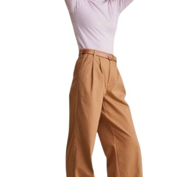 Vineyard Vines Martha's Vineyard Pleated High Rise Wide Leg Trouser Chino Pant 0 - Picture 1 of 7